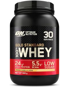 Optimum Nutrition Gold Standard Whey Protein Powder Muscle Building Supplements With Glutamine and Amino Acids, French Vanilla Creme, 30 Servings, 900 g, Packaging May Vary, 891 - 908 g